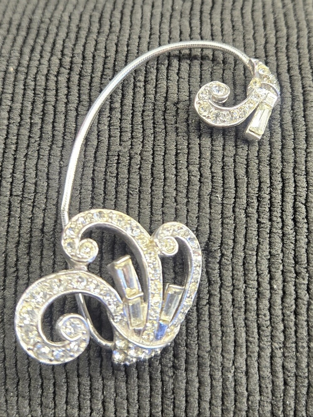 Marcel Boucher Crystal Scroll Ear Cuff Wrap in Silver Tone Vintage
